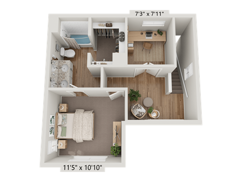 Floor plan for 2 beds, 2 baths, 1234 sqft